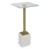 Square Glass and White Marble Accent Table