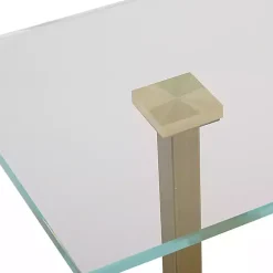 Square Glass and White Marble Accent Table