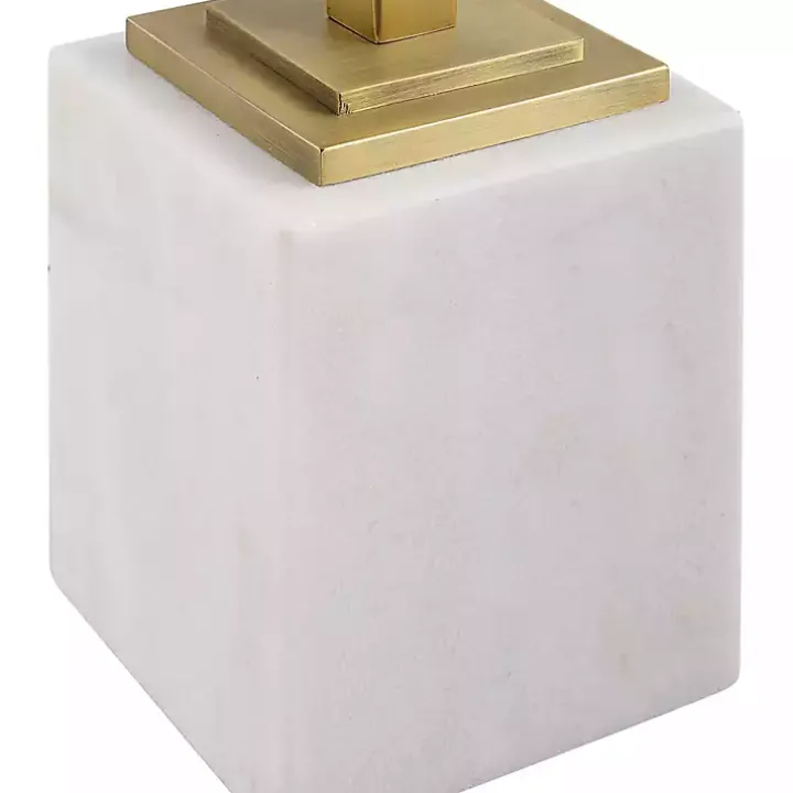 Square Glass and White Marble Accent Table