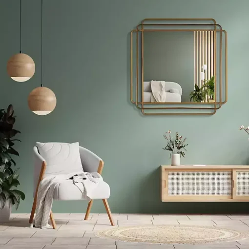 Square Shayan Bronze Metal Wall Mirror