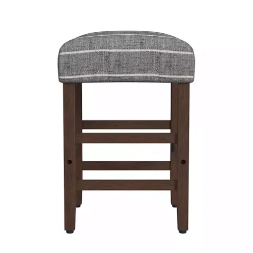 Steel Blue and White Striped Backless Stool