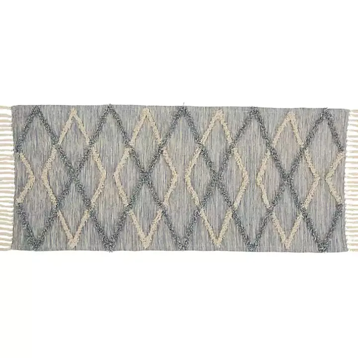Steel Blue Raised Texture Chevron Runner, 2x6