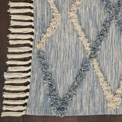 Steel Blue Raised Texture Chevron Runner, 2x6