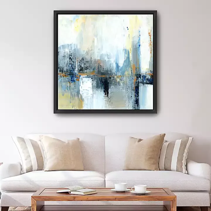 Sweeping the City Framed Canvas Art Print