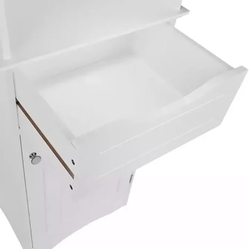 Tall White Open Shelves Cabinet
