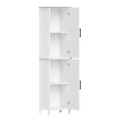 Tall White Wood 2-Door Storage Cabinet