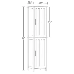 Tall White Wood 2-Door Storage Cabinet