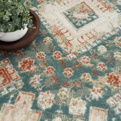 Talula Teal Bohemian Vintage Area Rug, 5x7