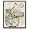 Tan and Black Abstract Framed Canvas Art Print