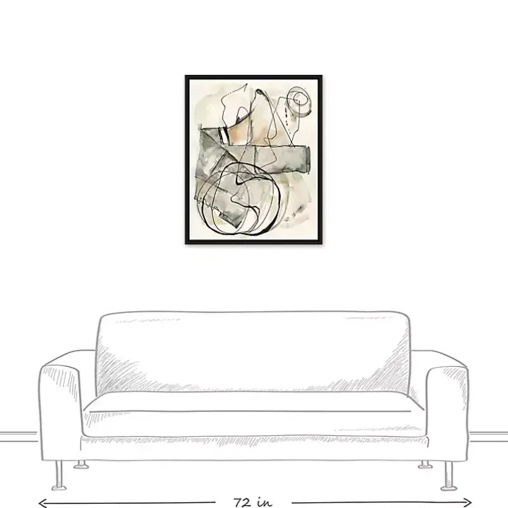 Tan and Black Abstract Framed Canvas Art Print