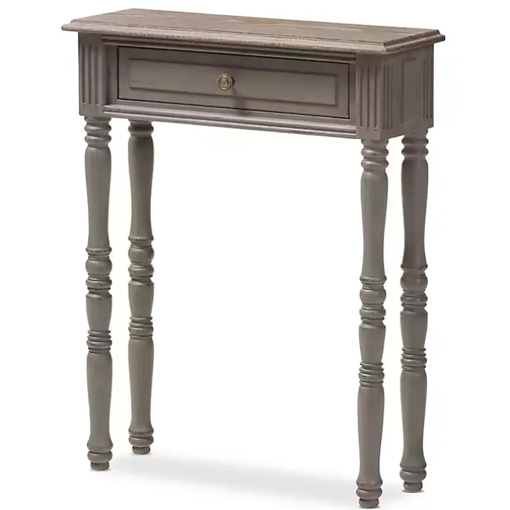 Tan and Gray Ornate Ball Turned Console Table