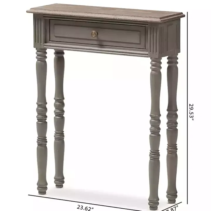Tan and Gray Ornate Ball Turned Console Table