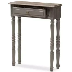 Tan and Gray Ornate Ball Turned Console Table