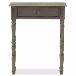 Tan and Gray Ornate Ball Turned Console Table