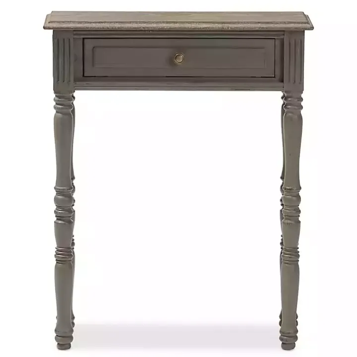 Tan and Gray Ornate Ball Turned Console Table