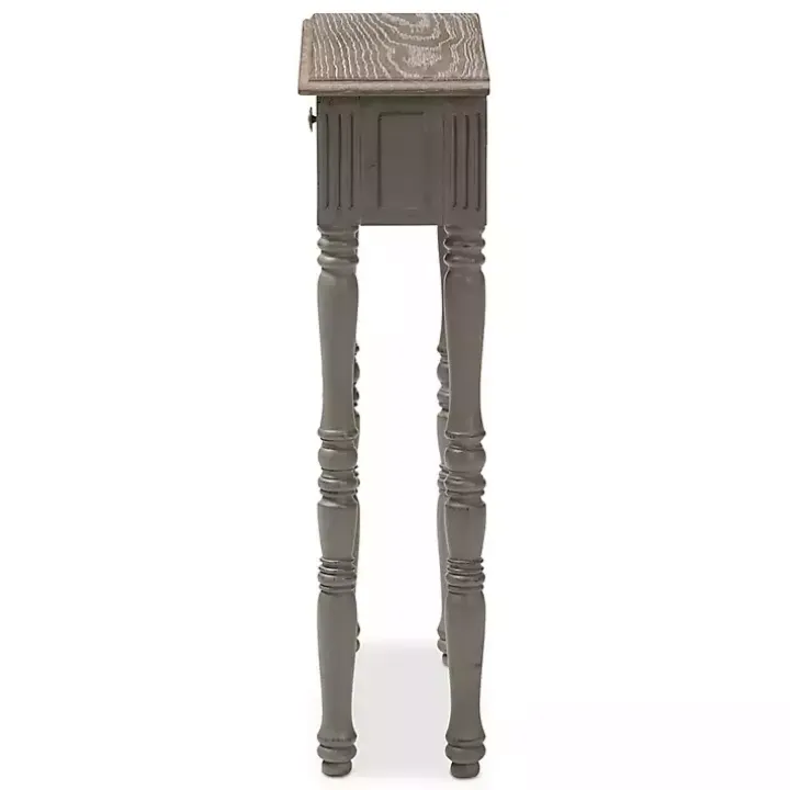 Tan and Gray Ornate Ball Turned Console Table