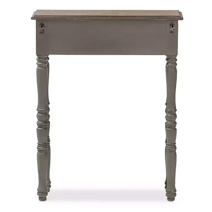 Tan and Gray Ornate Ball Turned Console Table