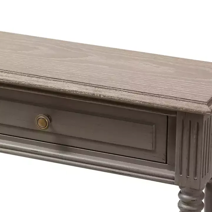Tan and Gray Ornate Ball Turned Console Table
