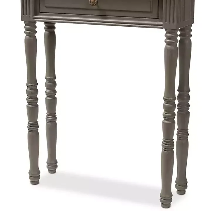 Tan and Gray Ornate Ball Turned Console Table