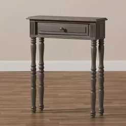 Tan and Gray Ornate Ball Turned Console Table
