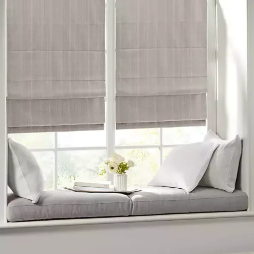 Tan Basketweave Cordless Roman Shade, 27 in.