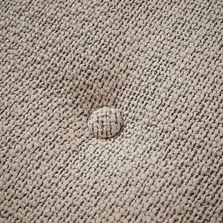 Tan Button Tufted Wood Bench