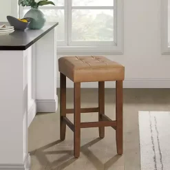 Tan Faux Leather Madison Walnut Counter Stool