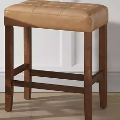 Tan Faux Leather Madison Walnut Counter Stool