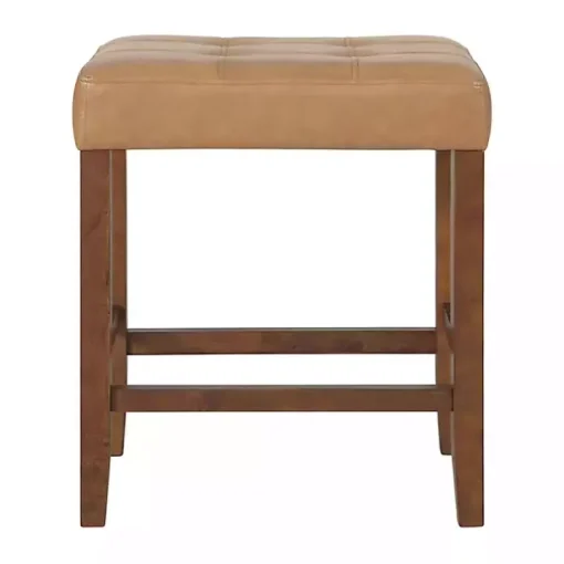 Tan Faux Leather Madison Walnut Counter Stool
