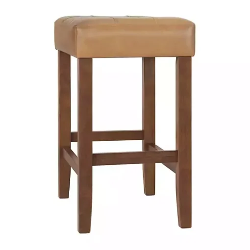 Tan Faux Leather Madison Walnut Counter Stool