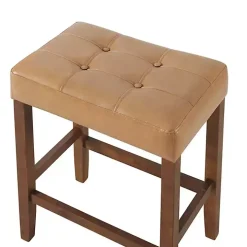 Tan Faux Leather Madison Walnut Counter Stool