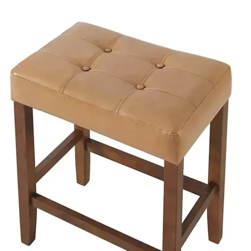 Tan Faux Leather Madison Walnut Counter Stool