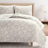 Tan Floral Reversible 3-pc. Full/Queen Quilt Set