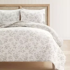 Tan Floral Reversible 3-pc. Full/Queen Quilt Set