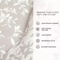 Tan Floral Reversible 3-pc. Full/Queen Quilt Set