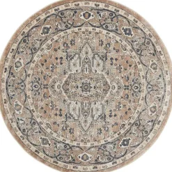 Tan Navaro Medallion Round Area Rug, 5 ft.