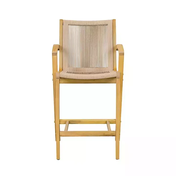 Tan Rope and Honey Wood Counter Stool