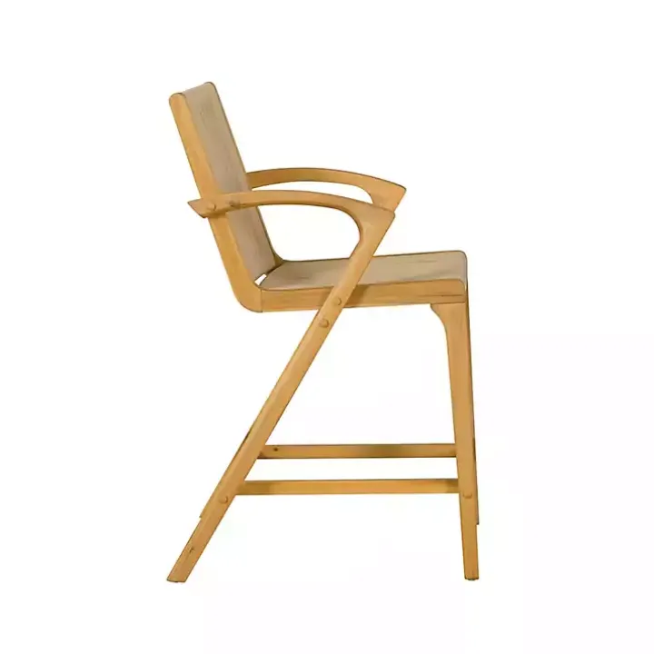 Tan Rope and Honey Wood Counter Stool