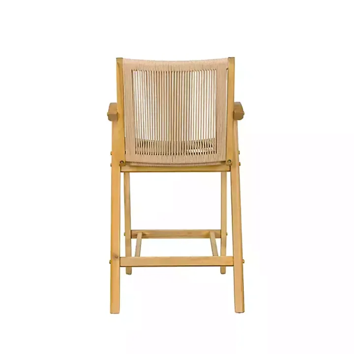 Tan Rope and Honey Wood Counter Stool