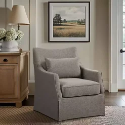 Tan Skirted Swivel Martha Stewart Accent Chair