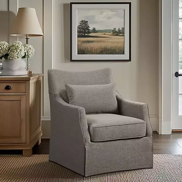 Tan Skirted Swivel Martha Stewart Accent Chair