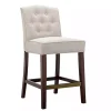 Tan Tufted Upholstered Wood Counter Stool