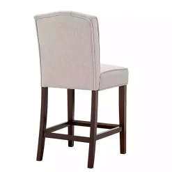 Tan Tufted Upholstered Wood Counter Stool