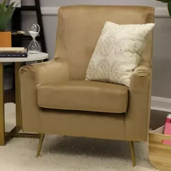 Tan Velvet Lana Accent Chair