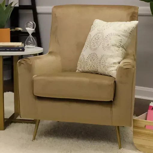 Tan Velvet Lana Accent Chair
