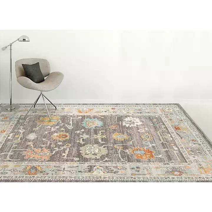 Taupe Bohemian Area Rug, 5x8