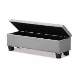 Taupe Button-Tufted Upholstered Storage Bench