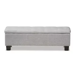 Taupe Button-Tufted Upholstered Storage Bench