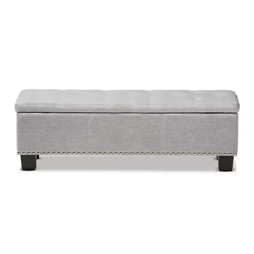Taupe Button-Tufted Upholstered Storage Bench