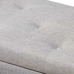 Taupe Button-Tufted Upholstered Storage Bench